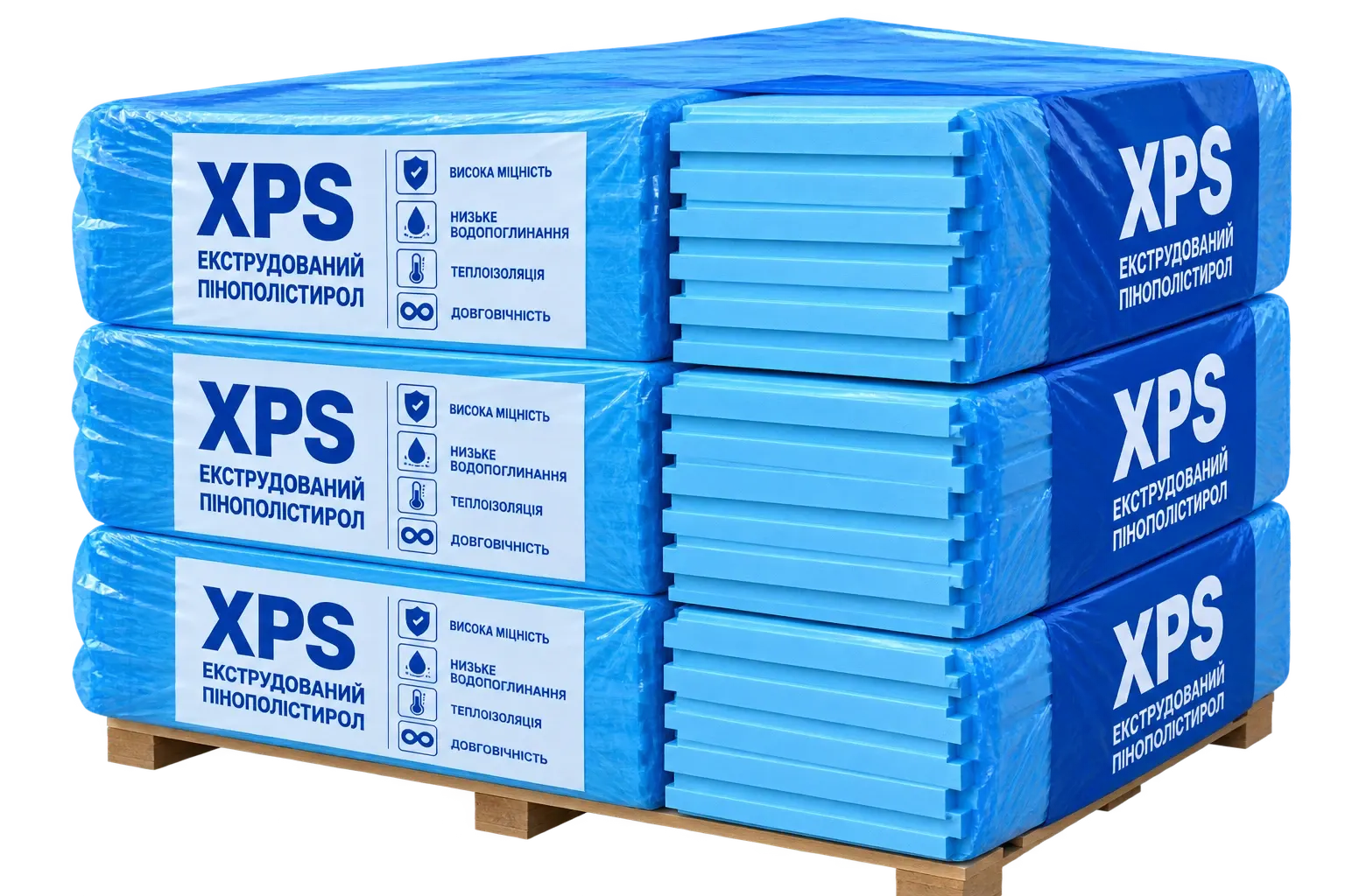 Палета з упаковками плит XPS
